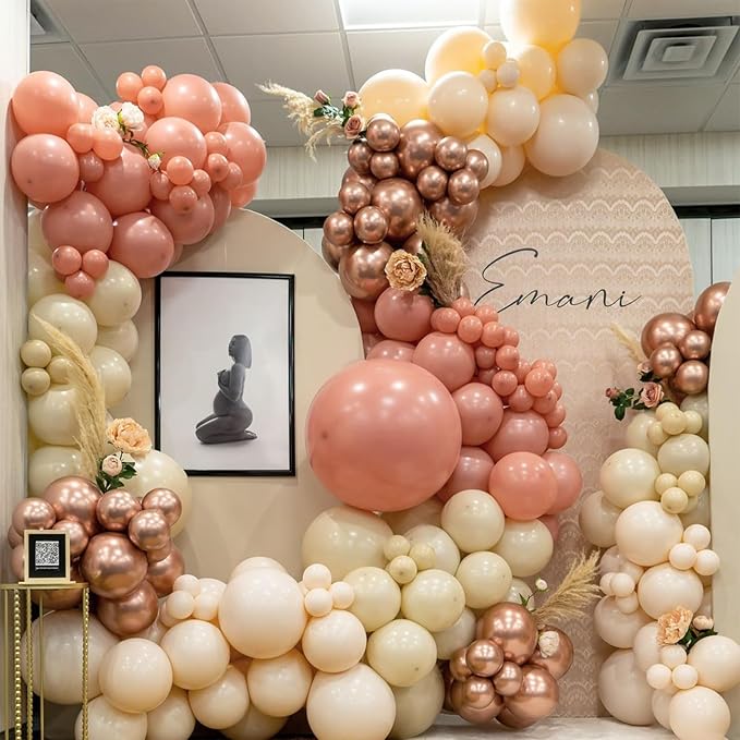 Blush Pink Balloons, 60 Pcs 12 Inches Dusty Pink Double Stuffed Nude Beige Balloon, Retro and Rose Gold Boho Balloons Set for Girls Bridal Birthday Baby Shower Weddings Party Decoration