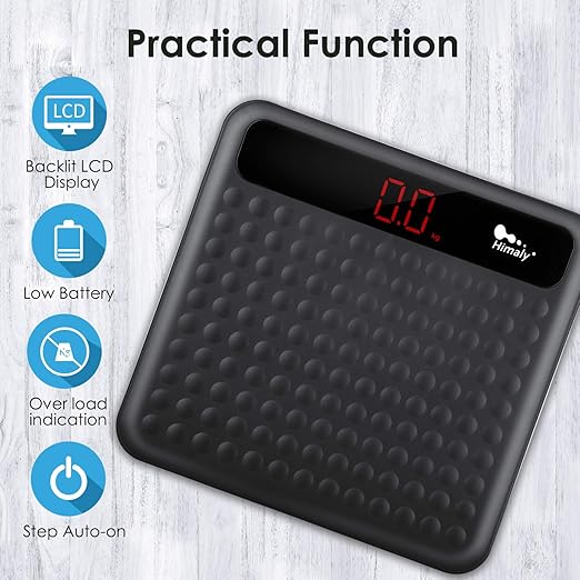 Digital Body Weight Bathroom Scale, High Precision Measurements Scales with Large Non Slip Silicone Platform and LCD Digital Display, 400lbs/180kg Capacity (Black)
