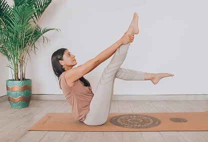 Shakti Warrior Mandala Pro Cork Yoga Mat - Premium Printed Natural Eco-Friendly Non-Slip Mat Great for Regular & Hot Yoga, Pilates, Workouts (72 inch x 24 inch x 3mm Thick)