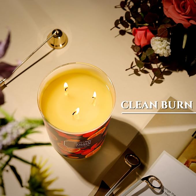 HomeLights Scented Candles | Large Jar 34 Oz Natural Soy Candle | 130 hrs Long-Lasting with 3 Wicks | Eclectic Mixed Styles Home Decor | Gifts for Mom & Women, Amalfi Citrus