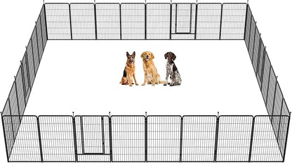 FXW Instant Unleashed Dog Playpen, Portable Pet Fence for Outdoor, RV Trips, and Camping, 45 inch, 32 Panels for Large Dogs with RV Step Grid│Patented