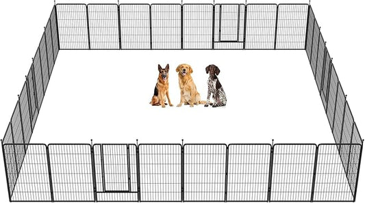 FXW Instant Unleashed Dog Playpen, Portable Pet Fence for Outdoor, RV Trips, and Camping, 45 inch, 32 Panels for Large Dogs with RV Step Grid│Patented