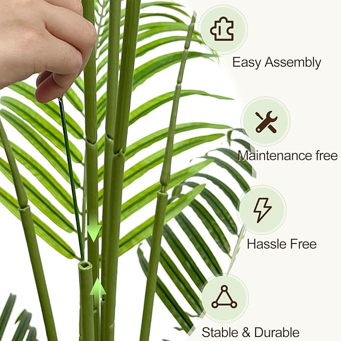 Artificial Palm Tree 5.5ft Tall Fake Palm Tree Indoor Decor with 15 Trunks and Real Bark Design Faux Tropical Areca Palm Silk Floor Plant