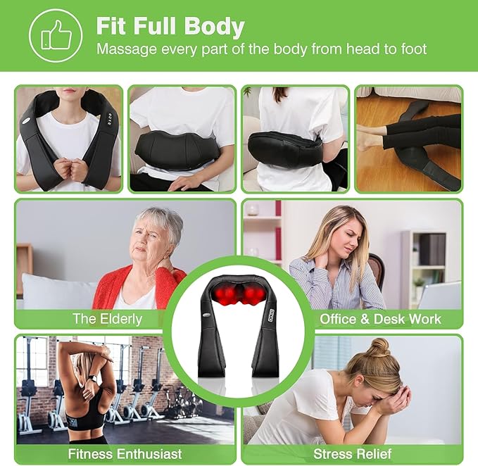 cotsoco Shiatsu Back Neck and Shoulder Massager with Heat,Deep Tissue 3D Kneading Pillow, Electric Full Body Massager for Legs,Foot,Body Muscle Pain Relief,Gifts for Mom Dad