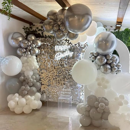 White and Silver Balloons,75PCS 12in and 5in Silver and White Latex Balloons for Birthday, Wedding, New Years Party, Graduation