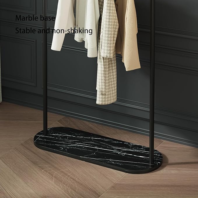 Modern Clothing Rack with Marble Base - Heavy Duty Freestanding Garment Rack for Hanging Clothes, Storage in Bedroom, Living Room, Entryway, Boutiques (black)