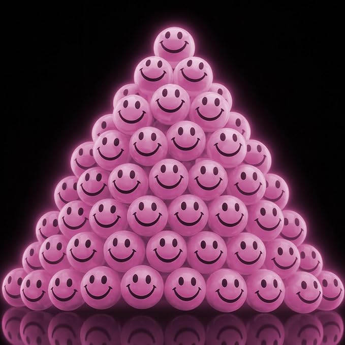 ArtCreativity Glow in the Dark Purple Smiley Face Bouncing Balls - Bulk Pack of 36 - 1 Inch High Bounce Bouncy Balls for Kids, Glowing Party Favors and Goodie Bag Fillers for Boys and Girls