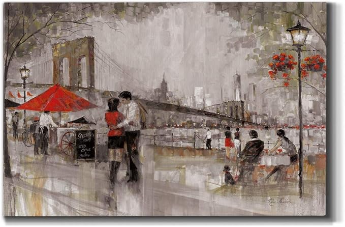 Wexford Home Home Decor Landscape Canvas Wall Art Abstract Floral Painting Modern Pictures Artwork Decoration for Living Room Kitchen Bathroom Office, Ready to Hang, NOW YORK ROMANCE, 32x48