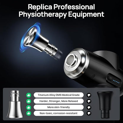 Professional Muscle Massage Gun Deep Tissuewith Metal Head Therapy, Portable Handheld MuscleMassager, Percussion Back Body Masajeador 12mm Amptitude for Athletes, Runner, Gifts for Men Women