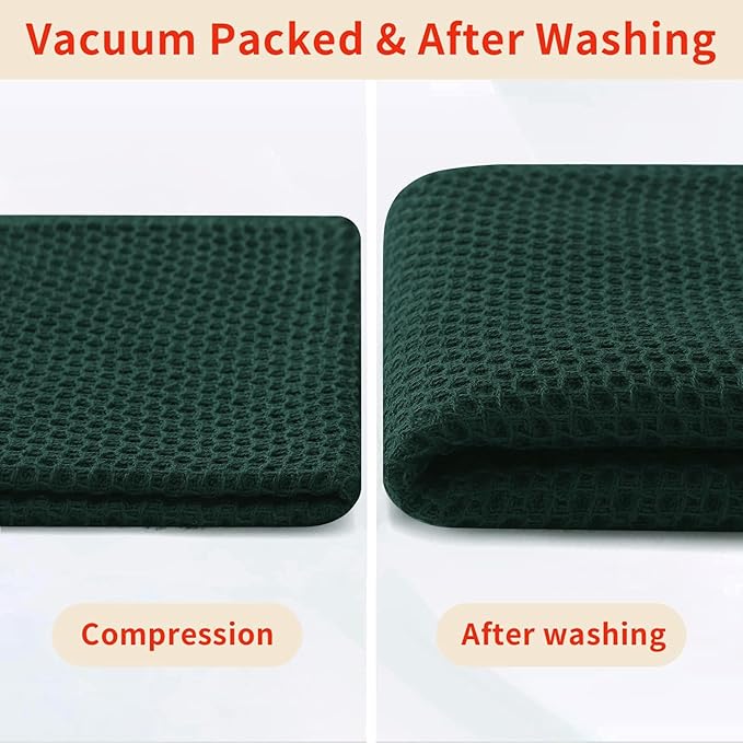 Homaxy 100% Cotton Kitchen Towels and Dishcloths Set, 12 x 12 Inches and 13 x 28 Inches, Set of 8 Bulk Kitchen Towels Set, Ultra Soft Absorbent Dish Cloths for Washing Dishes, Blackish Green