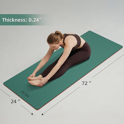 Yoga Mat Non Slip, Anti-Tear 1/4 Thick TPE Yoga Mats for Women and Men, a stylish and practical dual-tone yoga mat.72"x24" Exercise & Fitness Mat with Carrying Strap, Workout Mats for Yoga, Pilates and Floor Exercise