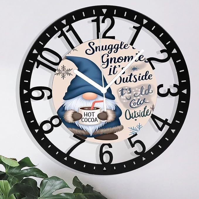 Wall Clock 10 Inch Silent Non-Ticking Modern Clocks Battery Operated - Analog Small Classic for Office, Home, Living Room,Bathroom, Kitchen, Bedroom, School,Snowman Clock
