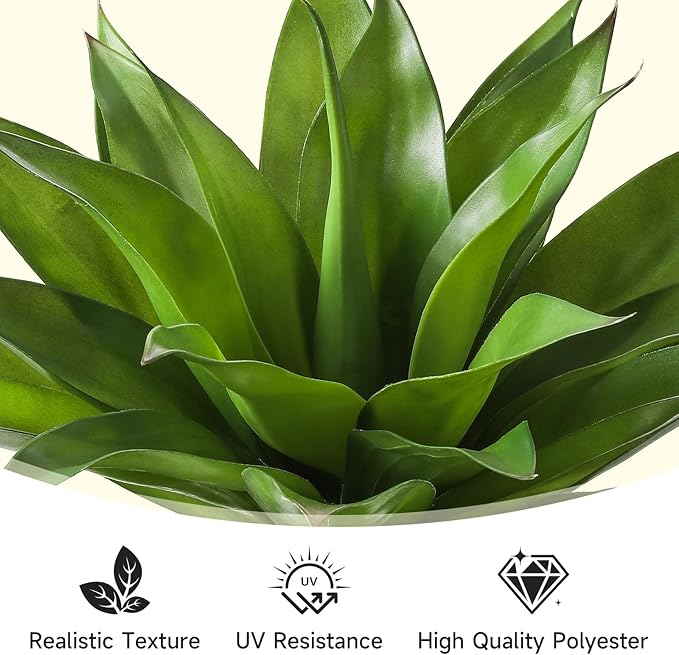Veryhome Succulents Plants Artificial Agave Plant 28Inch Large Faux Succulent Unpotted Aloe Premium Crafting DIY Greenery Decor for Indoor Outdoor(Green)
