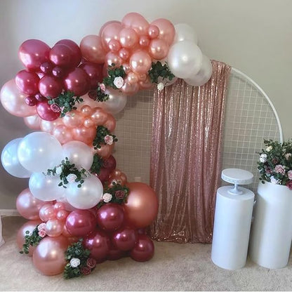 Burgundy Rose Gold Balloon, 60 Pcs 12 Inches Wine Red Champagne Confetti Balloons for Women Girls Birthday Wedding Bridal Shower Party Anniversary Decoration
