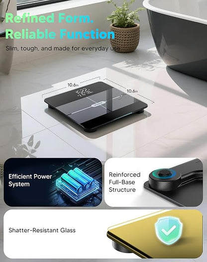 arboleaf Smart Scale for Body Weight, Body Fat Scale with BMI Muscle Mass, 3-in-1 LED Display, Bluetooth Accurate Weight Machine, Tracks 14 Body Metrics via App, Sturdy Tempered Glass, 400lb