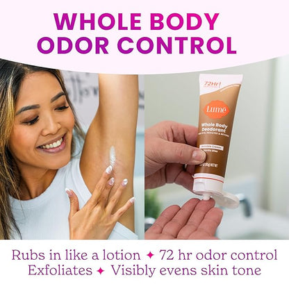 Lume Whole Body Deodorant - Invisible Cream Tube - 72 Hour Odor Control - Doctor Developed - Aluminum Free, Baking Soda Free and Skin Loving - 3.0 Ounce (Pack of 2) (Vanilla Bliss)