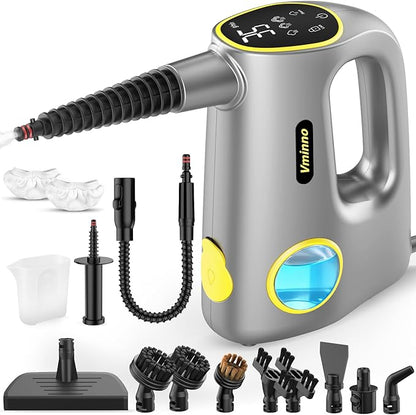 Handheld Pressurized Steam Cleaner - 3-Level Adjustable Steamer for Cleaning, 15s Heat-Up & 14pcs Accessories, Steam Cleaner for Home & Car, Car Detailing, Tile, Grout, Furniture
