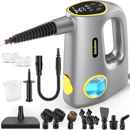 Handheld Pressurized Steam Cleaner - 3-Level Adjustable Steamer for Cleaning, 15s Heat-Up & 14pcs Accessories, Steam Cleaner for Home & Car, Car Detailing, Tile, Grout, Furniture