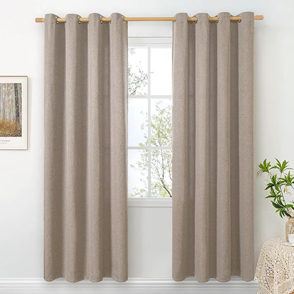 BGment Taupe Linen Curtains 78 Inch Length for Living Room, Non See Through Burlap Country Rustic Window Drapes Textured Light Filtering for Bedroom Privacy, 2 Panels Set, Each 52 Inch Wide