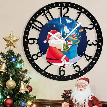 Wall Clock 10 Inch Silent Non-Ticking Modern Clocks Battery Operated - Analog Small Classic for Office, Home, Living Room,Bathroom, Kitchen, Bedroom, School,Snowman Clock