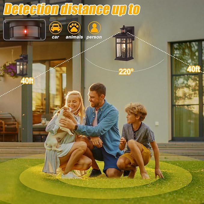 2 Packs Motion Sensor Outdoor Lights- Outdoor Porch Lights Light Fixtures Motion Sensor Bronze, Porch Lights Outdoor Bronze, Exterior Lights for House, Garage, Door