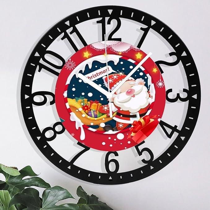 Wall Clock 10 Inch Silent Non-Ticking Modern Clocks Battery Operated - Analog Small Classic for Office, Home, Living Room,Bathroom, Kitchen, Bedroom, School,Snowman Clock
