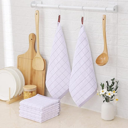 Homaxy 100% Cotton Terry Kitchen Dish Cloths, Ultra Soft and Absorbent Dish Towels for Kitchen, Suitable for Drying and Washing Dishes, 12 Pack, 12 x 12 Inches, White
