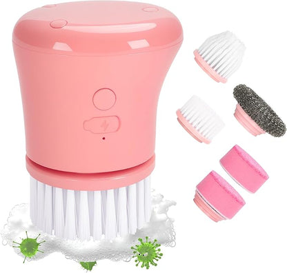 Electric Spin Scrubber, Mini Pink Cleaning Brush kit, for Wome, for Bathroom/Kitchen/Floor/Home/Grout/Tile/Shower, IP66 Waterproof Household Cleaning Supplies, Apartment Essentials