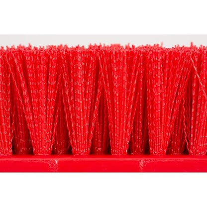 SPARTA Multi-Level Tile Scrub Brush 12" Wide Brush Head, Heavy-Duty Tile Cleaning Brush with End Bristles for Commercial Tiles, Tubs and Floor, Plastic, 12 Inches, Red