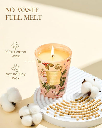 M&SENSE Strawberry Vanilla Scented Natural Soy Wax Candle, 14.1oz 60 Hours Long Lasting Slow Burning Candles for Home Decor, Aromatherapy Candle for Stress Relief