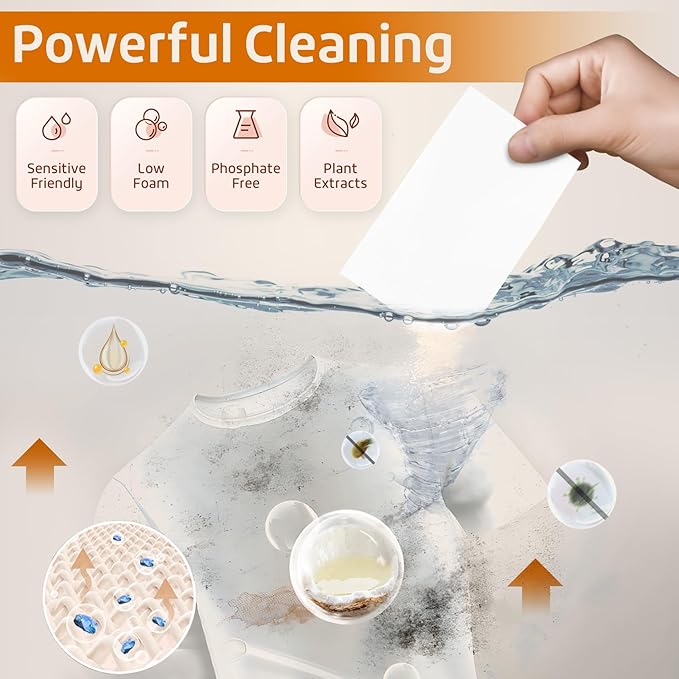 Poesie Laundry Detergent Sheets Citrus Scent 160 Sheets 80 Large Loads Laundry Strips No Plastic Jug Liquidless Travel Portable HE for Camping Dorm Life Clean