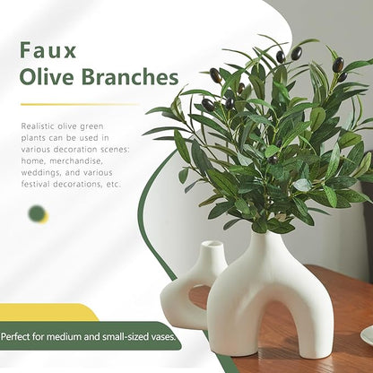 10 PCS 18 Inch Olive Tree Branches Greenery Stems Artificial Plants Faux Olive Branch for Vase Realistic Green Stem Home Decor Indoor