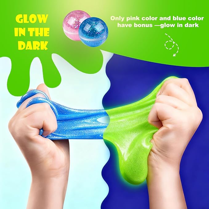 24 Pack Slime Valentines for Kids -No Messy Glitter Clear Slime Kit for Girls 8-12 with Sequins, Non Sticky Stress Relief Toy for Kid & Adult, Princess Toys, Party Favors, Classroom Prizes