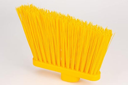 SPARTA 41083EC04 Plastic Color Coded Broom, Unflagged Bristles, Long Broom With Angled Head For Small Debris Cleaning, 56 Inches, Yellow