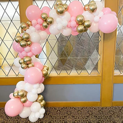Pink and Gold Balloons, 12 Inch Light Baby Pink White and Gold Confetti Balloons for Girls Princess Birthday Baby Shower Bridal Shower Wedding Graduation Party Decoration