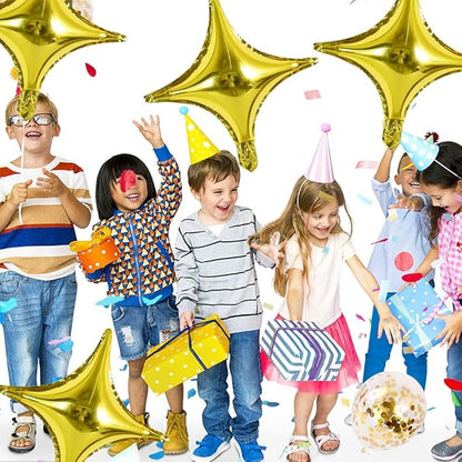 18inch Star Shape Foil Mylar Balloon,30 pcs Gold Four Angle Star Balloons for Birthday Party,Wedding,Valentine's Day, engagement party，Christmas,Baby Shower Backdrops Decorations ﻿