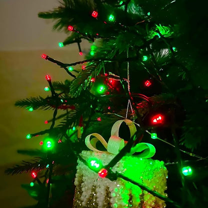 75.8 FT 200 LED Red and Green Christmas Lights Indoor Outdoor, Timer & Memory Function & 8 Modes, Extendable Green Wire, Waterproof Fairy Twinkle String Light for Xmas Tree Holiday Party Garden Yard