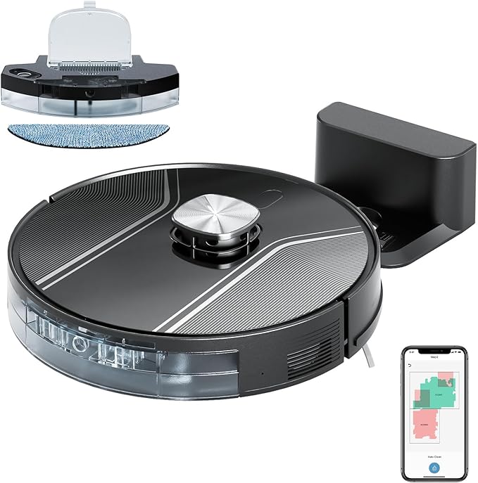 Robot Vacuum and Mop Combo, Robotic Vacuum Cleaner with Precision LiDAR Navigation, Multi-Floor Mapping, Ideal for Pet Hair, Hard Floors & Carpets, App & Voice Control, Aspiradora Robot