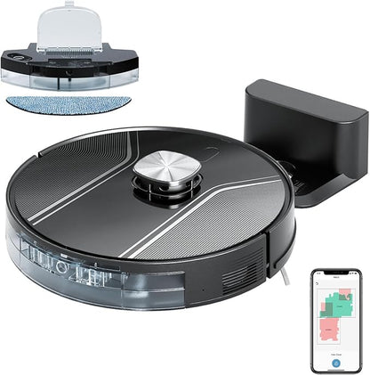 Robot Vacuum and Mop Combo, Robotic Vacuum Cleaner with Precision LiDAR Navigation, Multi-Floor Mapping, Ideal for Pet Hair, Hard Floors & Carpets, App & Voice Control, Aspiradora Robot