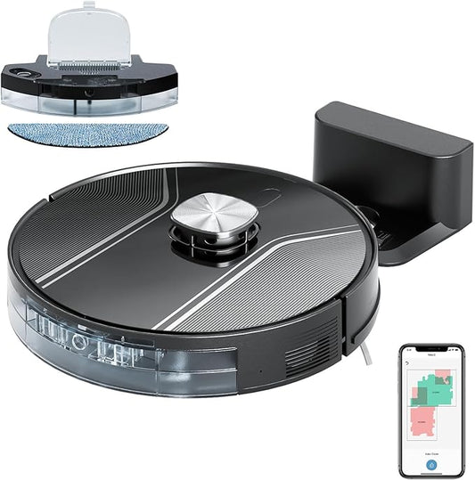 Robot Vacuum and Mop Combo, Robotic Vacuum Cleaner with Precision LiDAR Navigation, Multi-Floor Mapping, Ideal for Pet Hair, Hard Floors & Carpets, App & Voice Control, Aspiradora Robot
