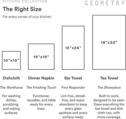 GEOMETRY Kitchen Tea Towels - Quick Dry Microfiber Dish Towels for Kitchen Create, 18" x 30" 1 Pack