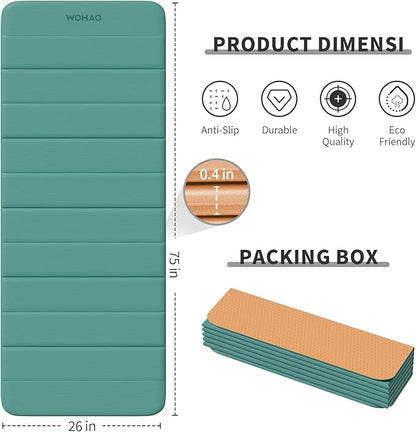 12-Fold POE Yoga Mat 75x26x0.4 Inches – Non-Slip, Compact & Workout-Friendly for Yoga, Pilates, Strength Training & Meditation