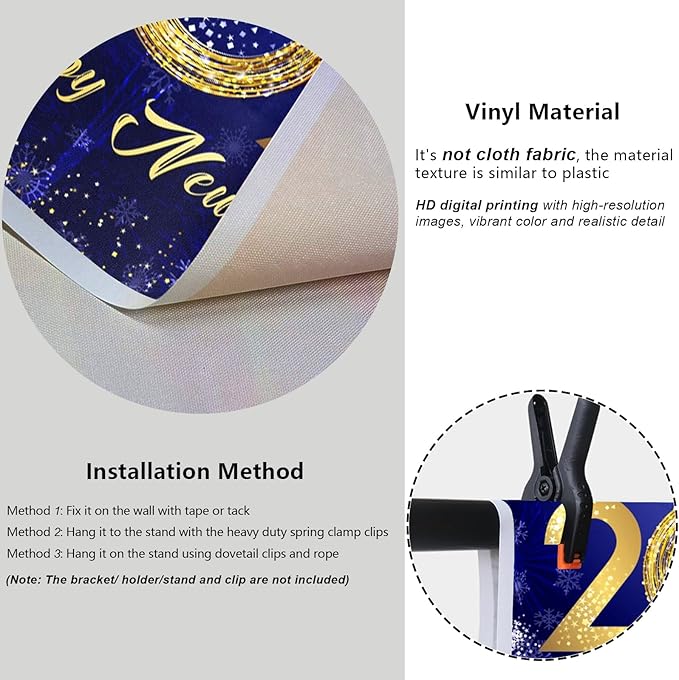 YongFoto 2026 Happy New Year Backdrop 12x8ft Fireworks Snowflakes Photography Background Christmas Night Festival Carnival Celebration Party Banquet Decor Banner Photoshoot Wallpaper Photo Booth