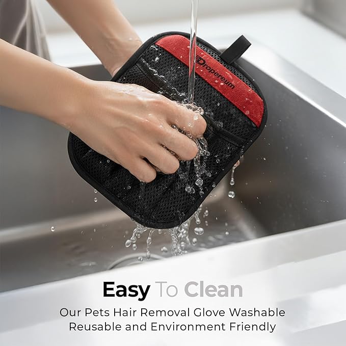 Pet Hair Removal Glove for Cats & Dogs, Upgraded Five-Finger Electrostatic Pet Hair Gloves, Reusable Magic Brush Pet Hair Remover Tool for Laundry, Car Seat, Couch, Carpet (Black 1PC)