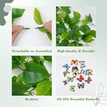 BLEUM CADE Fake Hanging Plants, 8pcs Artificial Hanging Plant, Faux Pothos Vines Hanging Plant Greenery for Wall Home Living Room Indoor Outdoor Decor (No Baskets)