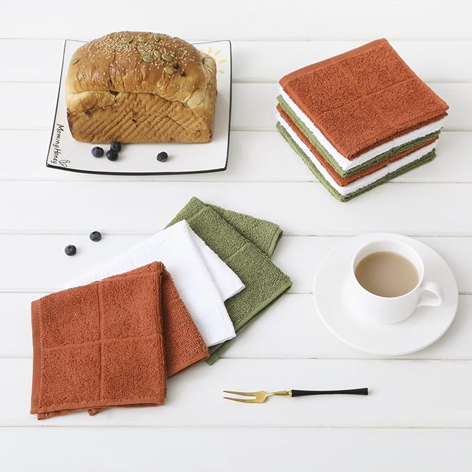 Glynniss Kitchen Dish Cloths Highly Absorbent Dish Rags 100% Cotton Wash Cloths for Washing Dishes (White, 50)