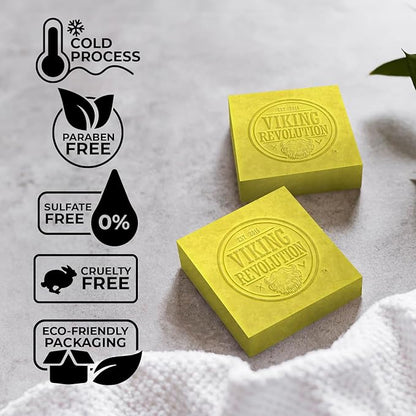 Viking Revolution Bergamot Natural Soap for Men - Mens Soap Bar with Essential Oils Cold Pressed Bar Soap for Men - Nourishing Mens Bar Soap with Coconut Oil, Shea Oil, Almond Oil (2 Pack)