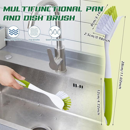 Hsei 20 Pcs Light Green Kitchen Scrub Dish Brush Bulk with 11 Inch Anti Slip Handle Cleaning Dish Scrubber with Stiff Bristles Washing Scrub Brushes for Housekeeping for Pots and Pans, Kitchen Sink