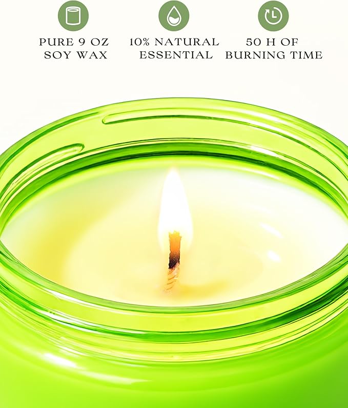 AOOVOO Green Apple Odor Eliminating Highly Fragranced Candle - Eliminates 95% of Pet, Smoke, Food, and Other Smells Quickly, Air Freshing Soy Candle, 9 oz Up to 50 Hours Burn time