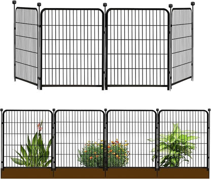Garden Fencing 36 Inch High, 4 Panels Total 8.9 Ft(L) Dog Fence Outdoor for Yard, 4 One-Sided Plate, No Door, Anti Dig Fence Barrier, Dog Pen, Rabbit Fences, Garden Fences and Borders